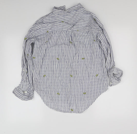 F&F Womens White Striped Basic Button-Up Size 10