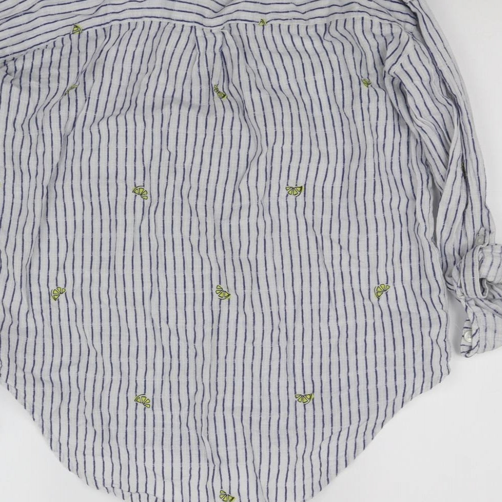 F&F Womens White Striped Basic Button-Up Size 10