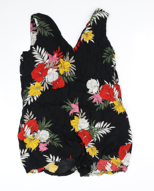 Dorothy Perkins Womens Black Floral  Jumpsuit One-Piece