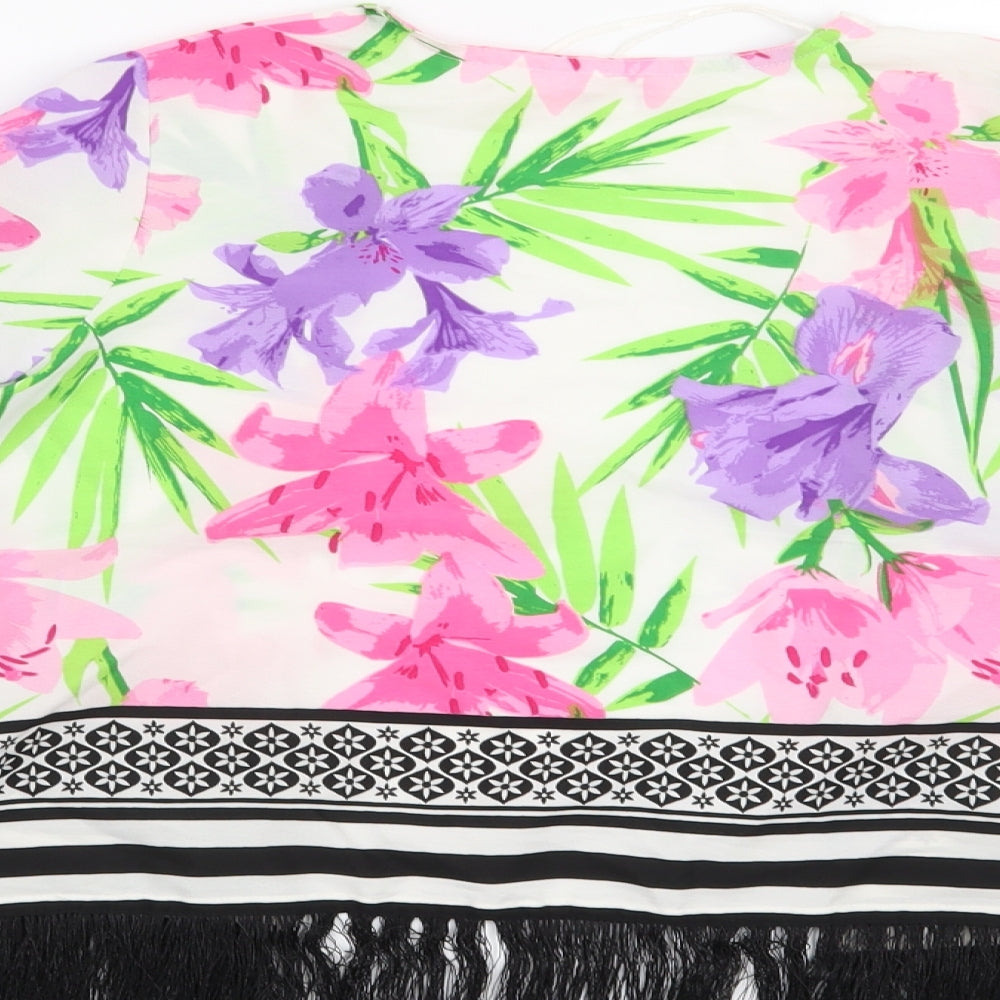 Miss Evie Girls White Floral Kimono Blouse Size 7-8 Years
