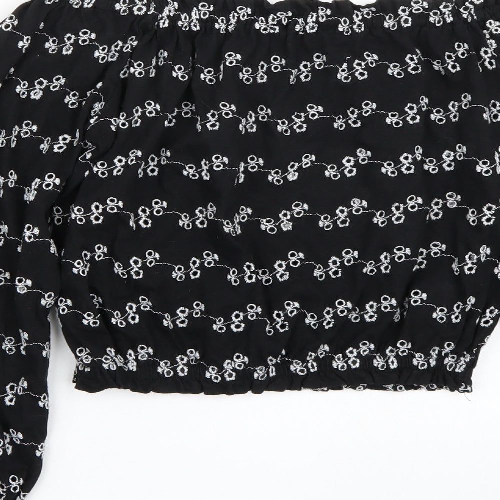Newlook Girls Black Rayon Cropped T-Shirt Size 12 Years