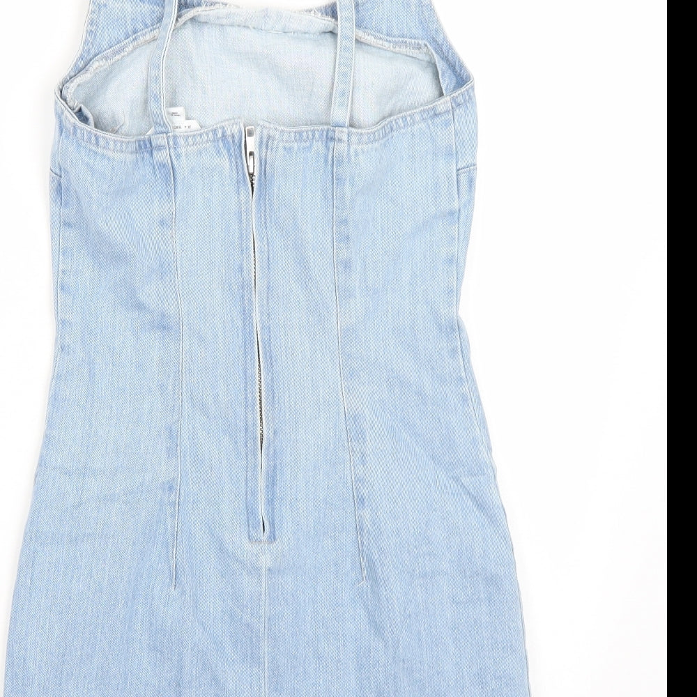 Miss Selfridge Womens Blue Rayon A-Line Size 4