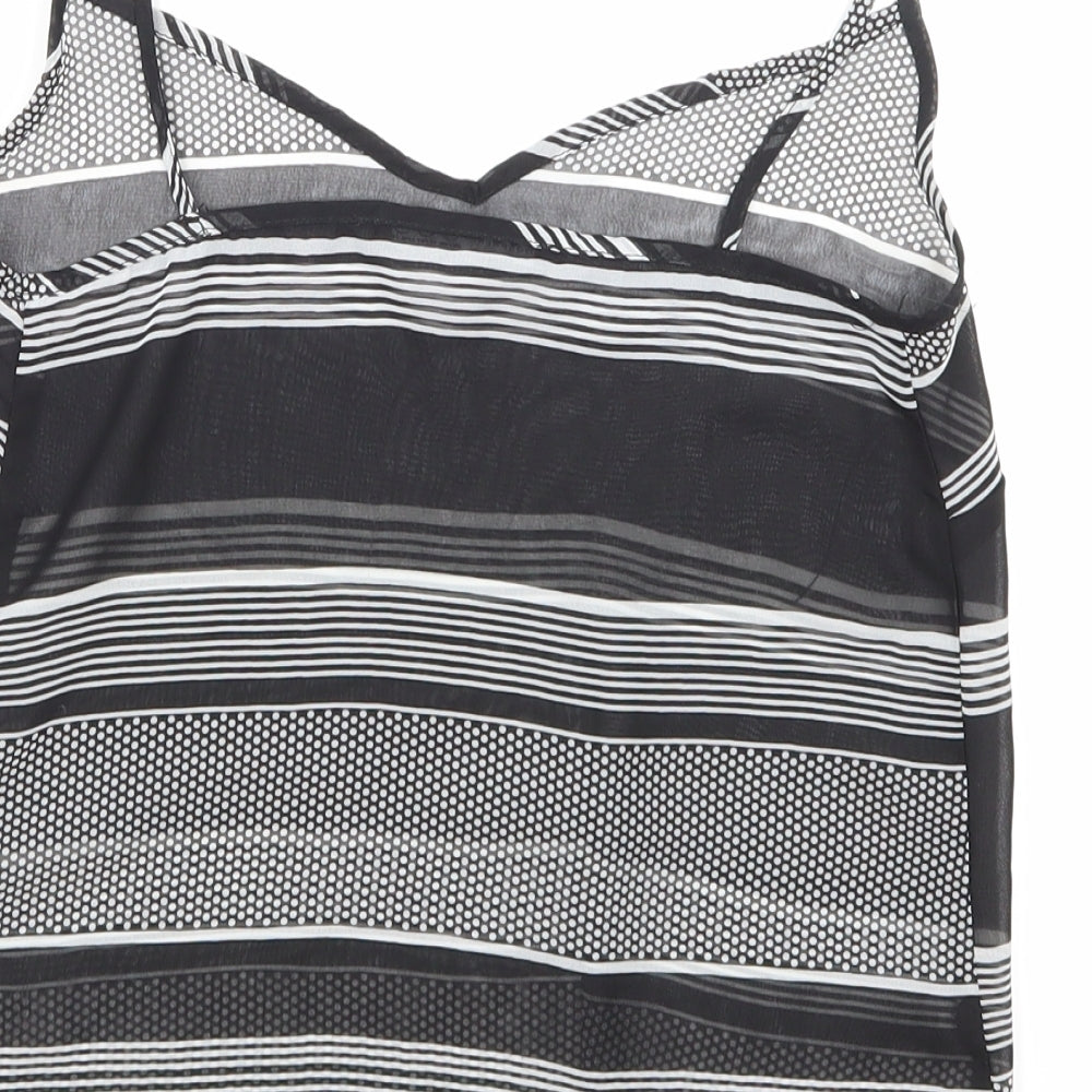 Primark Womens Black Striped Mesh Basic Tank Size 6
