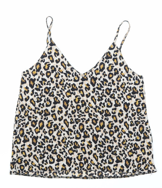 NewLook Womens Brown Animal Print Basic Blouse Size 10