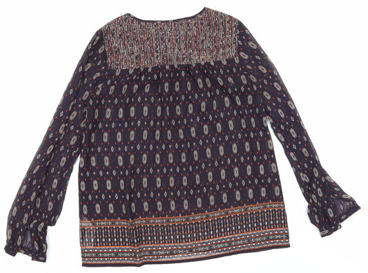 NewLook Womens Purple Argyle/Diamond Mesh Basic Blouse Size 6