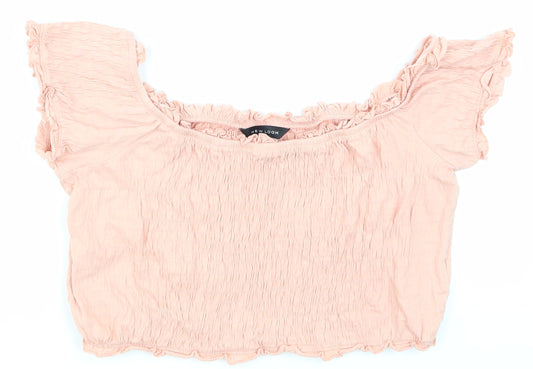Womens UK Size 16 NewLook Pink Cropped T-Shirt