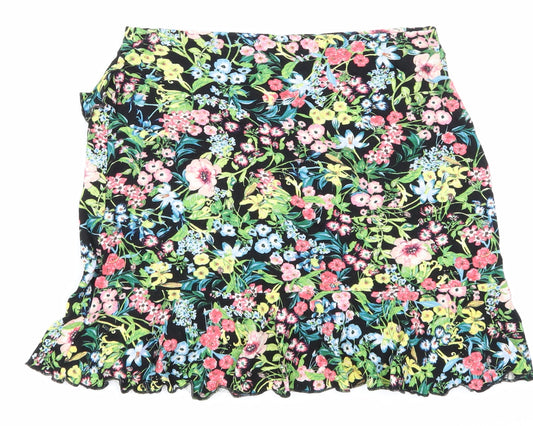 H&M Womens Black Floral  Skater Skirt Size S