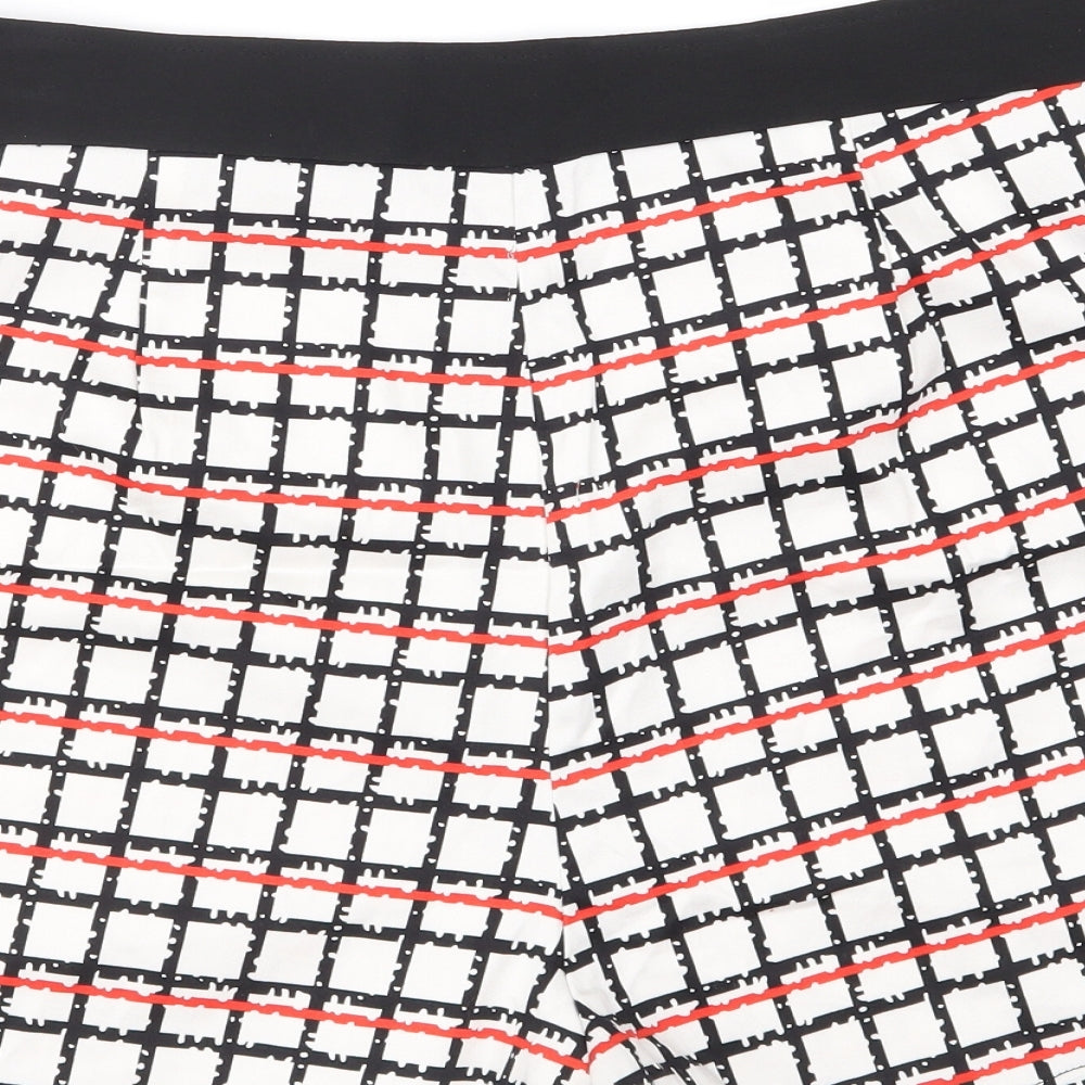 Missi Womens White Check Mom Shorts Size 14