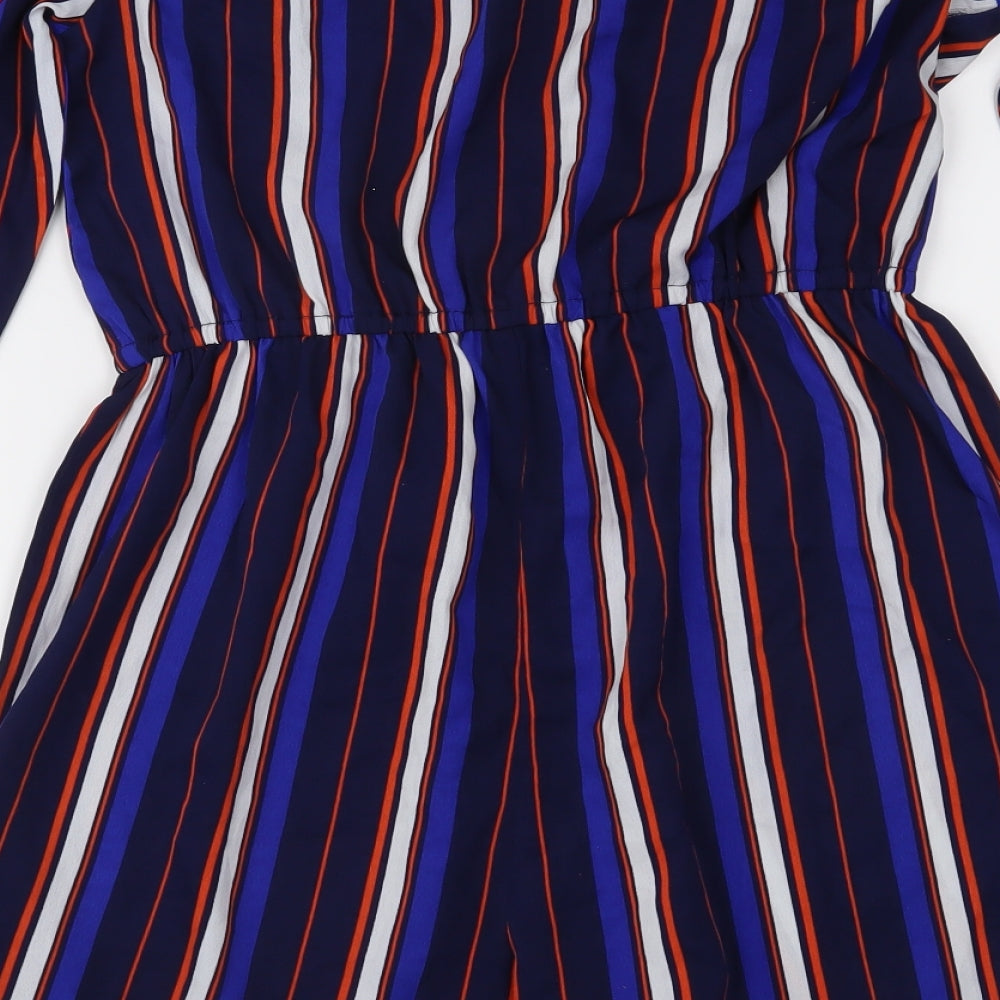 Missguided Womens Blue Striped Playsuit One-Piece Size 8