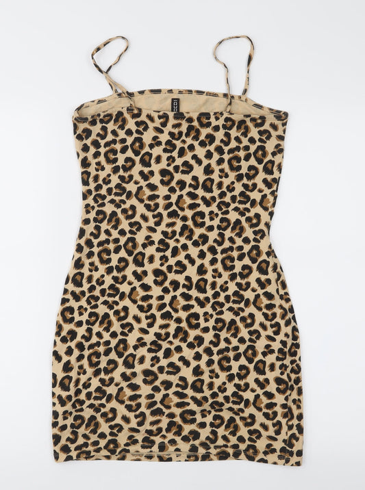 Divided Womens Brown Animal Print Jersey Sheath Size 10