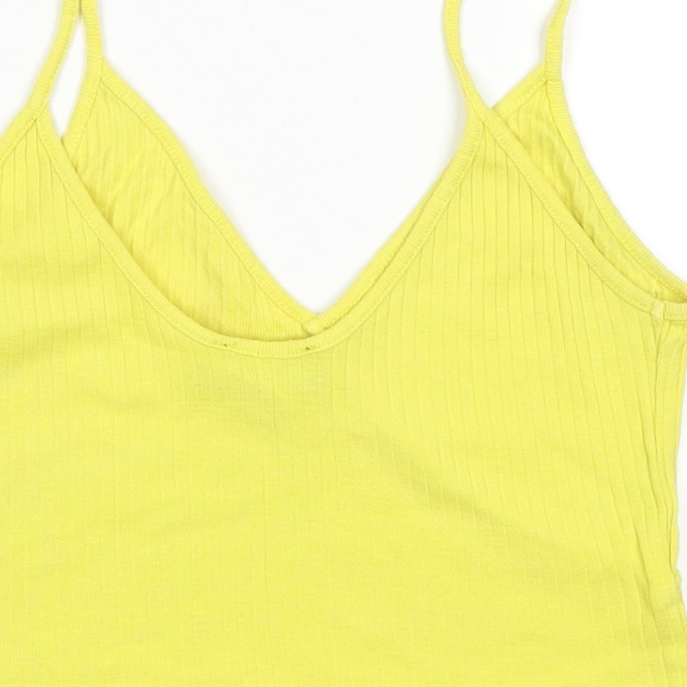 Womens UK Size 8 Topshop Yellow Basic Tank