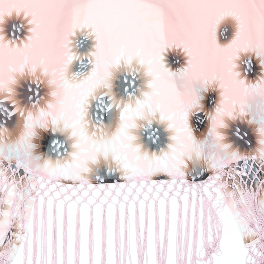 Parisian Collection Womens Pink Floral Wrap Blouse Size 10