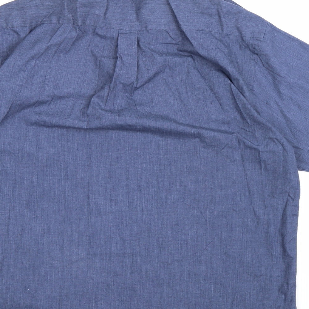 Mens UK Size L Easy Blue Button-Up Short Sleeve Casual Shirt