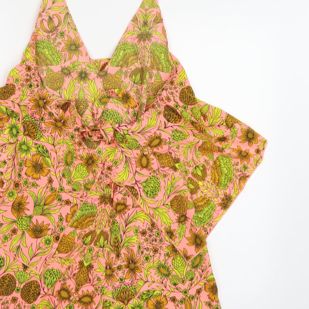 H&M Womens Pink Floral Chiffon Playsuit One-Piece Size 10 L3 in