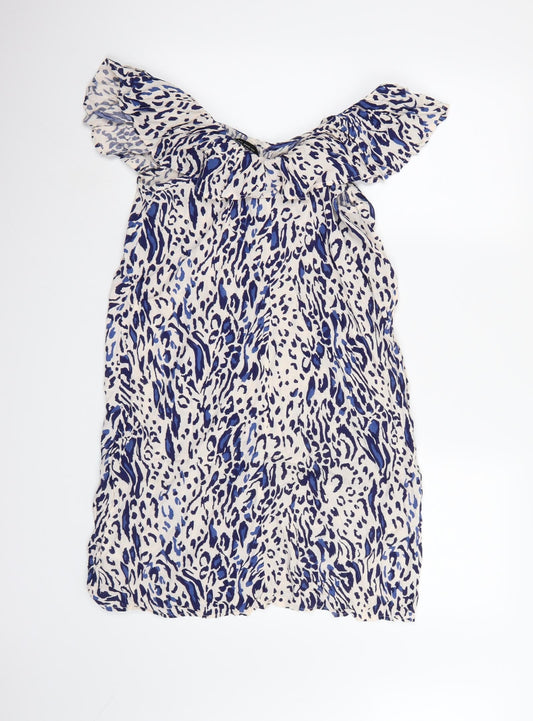 Dorothy Perkins Womens White Animal Print A-Line Size 10