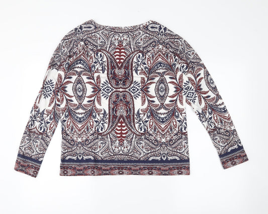 Indigo Womens White Floral Basic Blouse Size 10