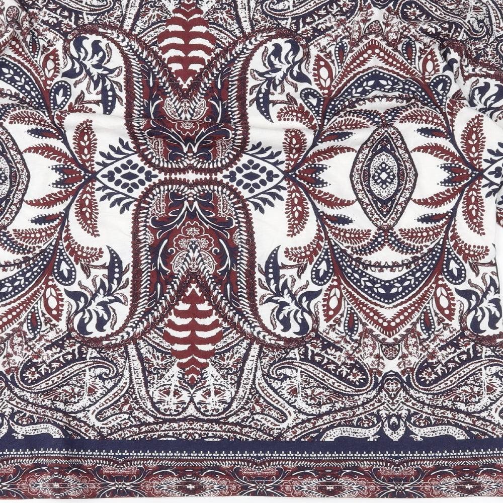 Indigo Womens White Floral Basic Blouse Size 10