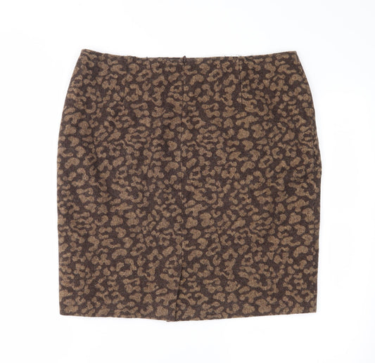 Per Una Womens Brown Animal Print  Straight & Pencil Skirt Size 14
