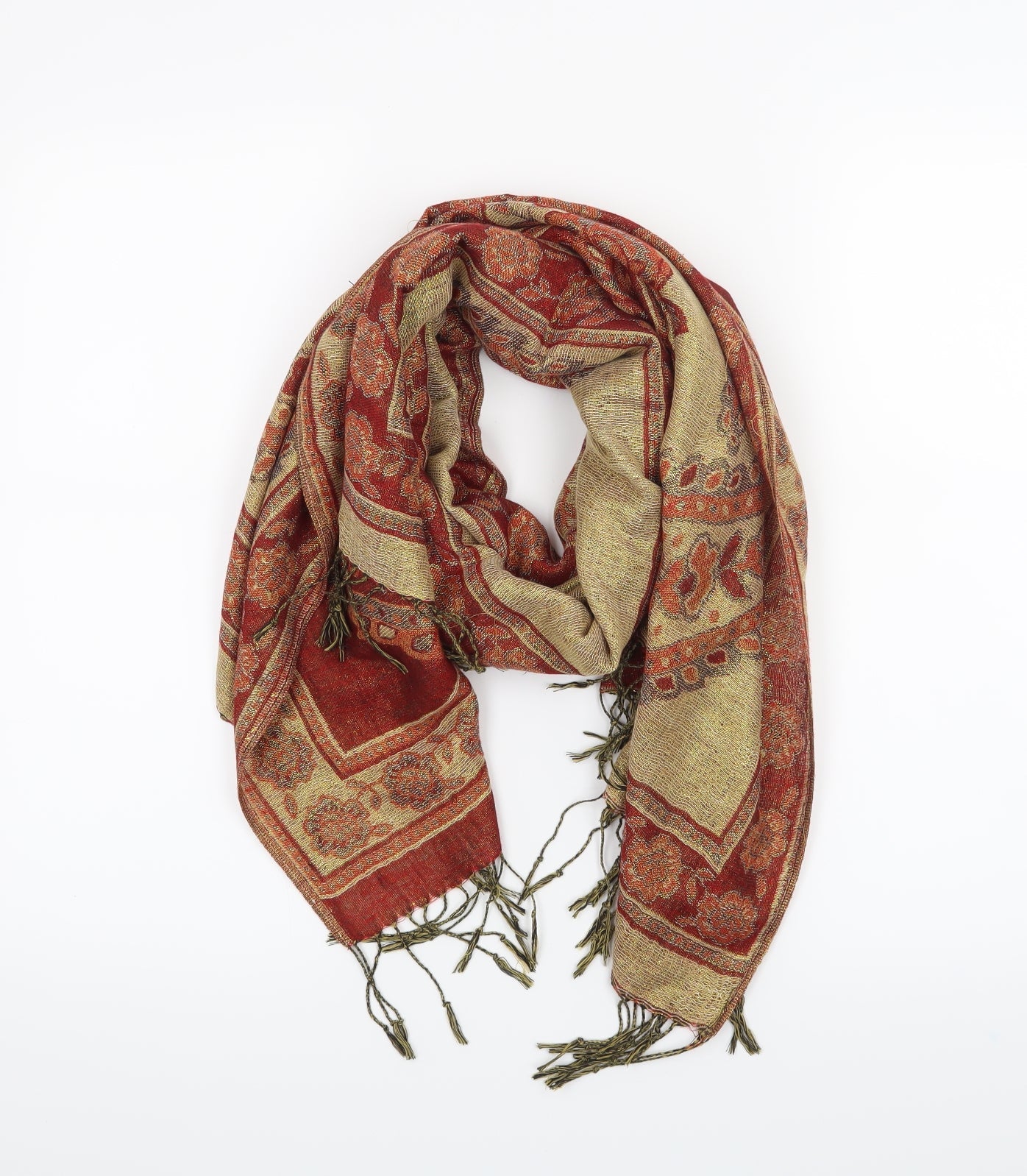 Preworn Womens Red Paisley Scarf