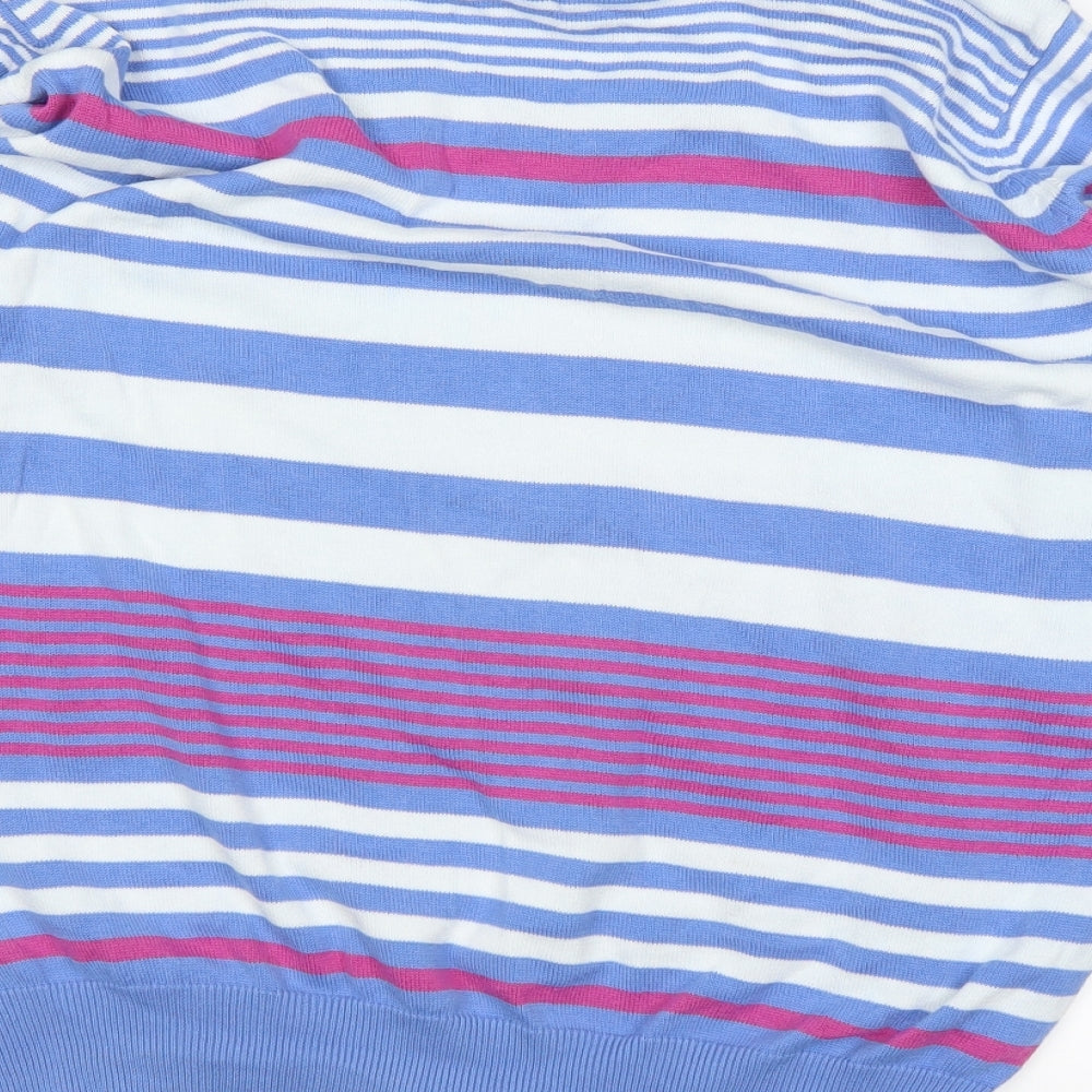 EWM Womens Blue Striped Pullover Jumper Size L