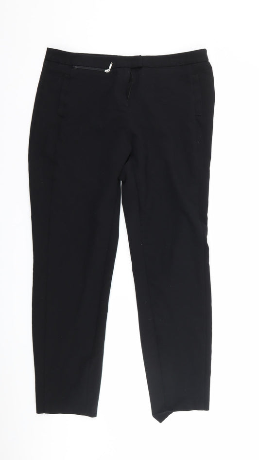 Womens UK Size 12 River Island Regular Fit Black Trousers