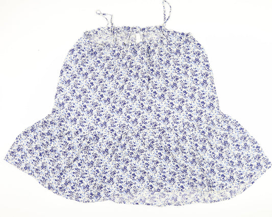 H&M Womens Blue Floral Tank Dress Size L