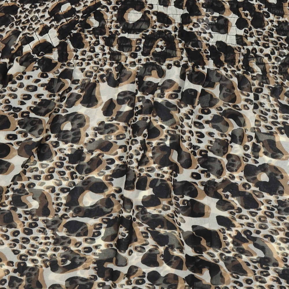 Papaya Womens Brown Polka Dot Chiffon Basic Blouse Size 8