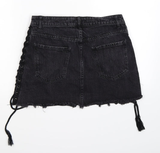 FOREVER 21 Womens Black  Denim Skater Skirt Size S
