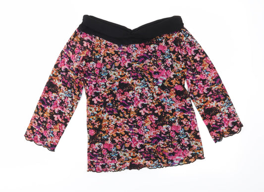 Per Una Womens Pink Floral Mesh Basic Blouse Size 14