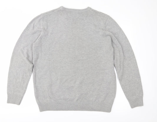 Easy Mens Grey Knit Pullover Jumper Size L