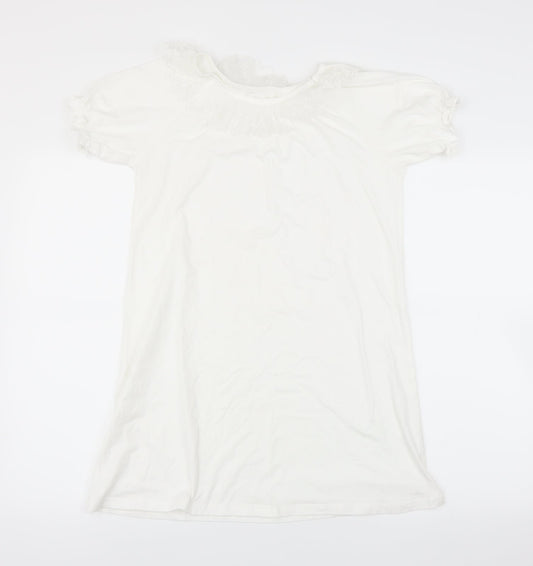 Preworn Girls White T-Shirt Dress Size 12 Years