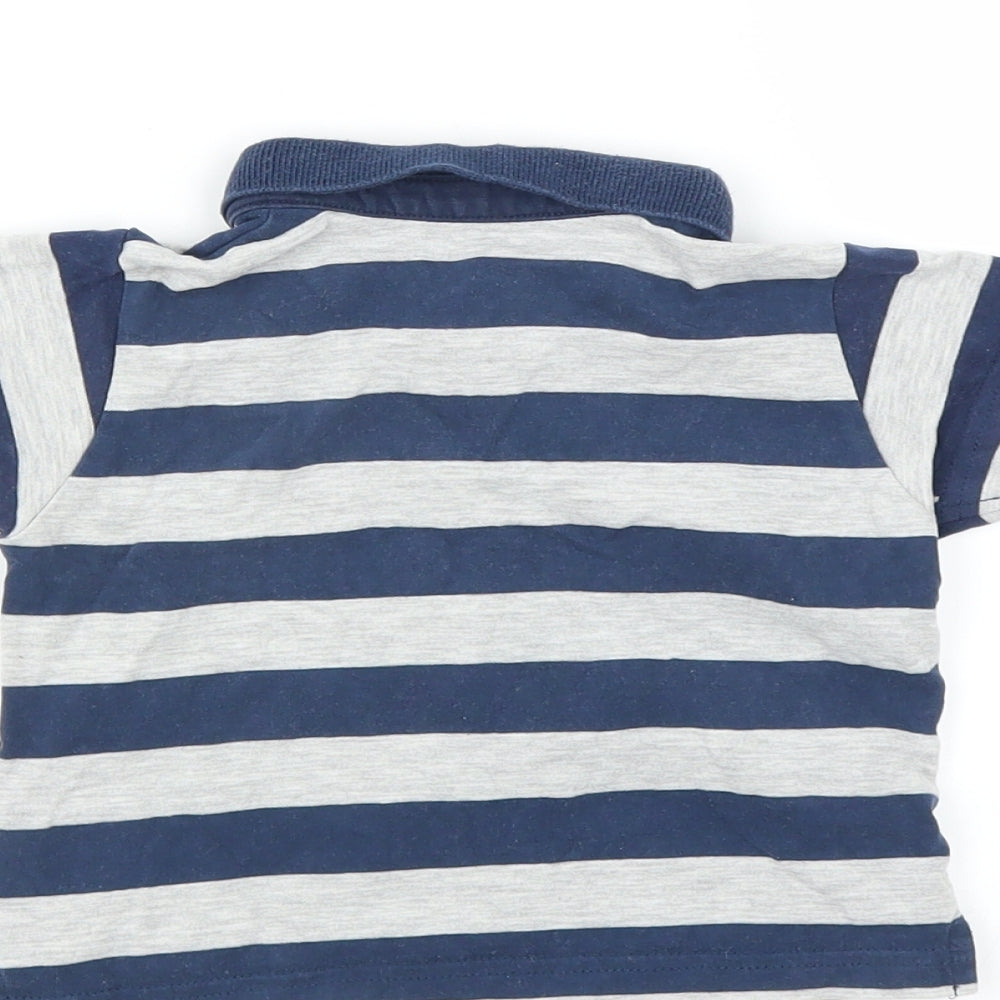 Marks and Spencer Boys Blue Striped Basic T-Shirt Size 3-6 Months