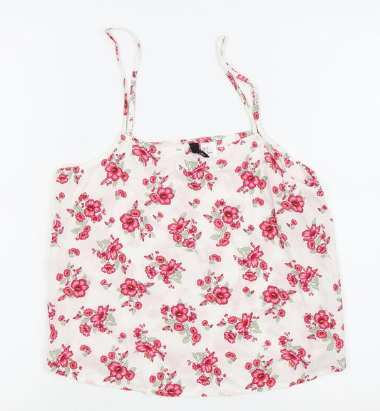 Divided by H&M Womens White Floral Camisole Tank Size 8