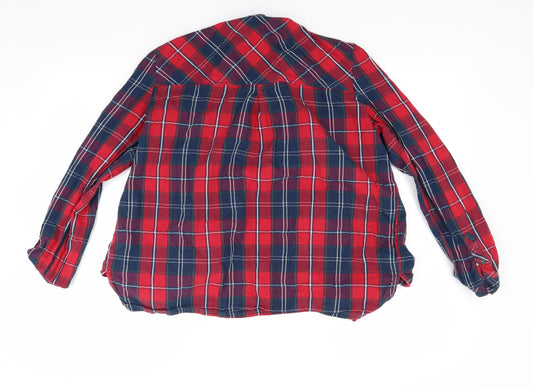 Berkertex Womens Red Check Basic Button-Up Size L