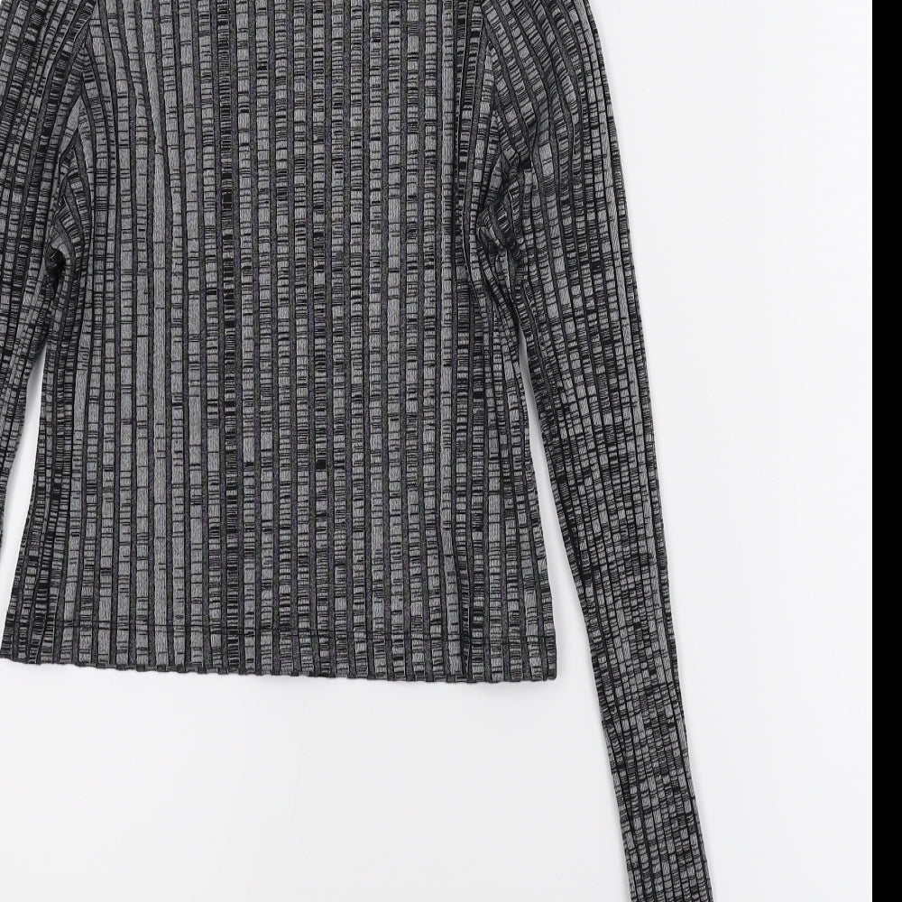 Light Before Dark Womens Grey Cropped Blouse Size M