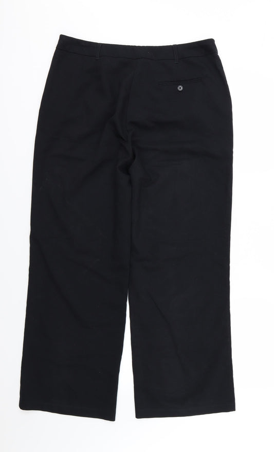 Womens UK Size 14 Papaya Regular Fit Black Trousers