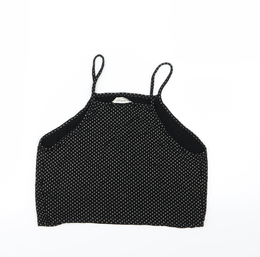 Miss Selfridge Womens Black Polka Dot Jersey Cropped Tank Size 12