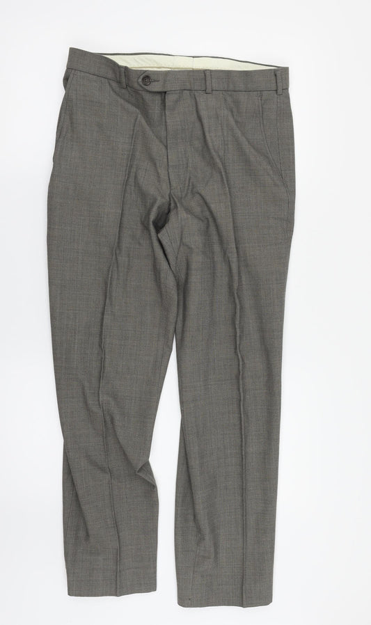 Womens UK Size 32 in M&S Regular Fit Dress Pants Grey Trousers