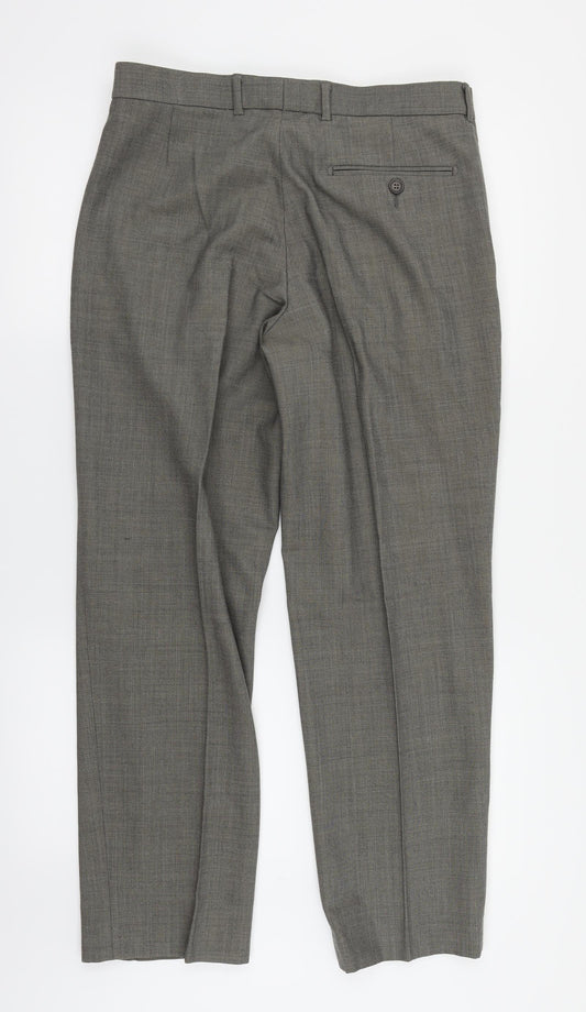 M&S Womens Grey Dress Pants Trousers Size 32 in L31 in