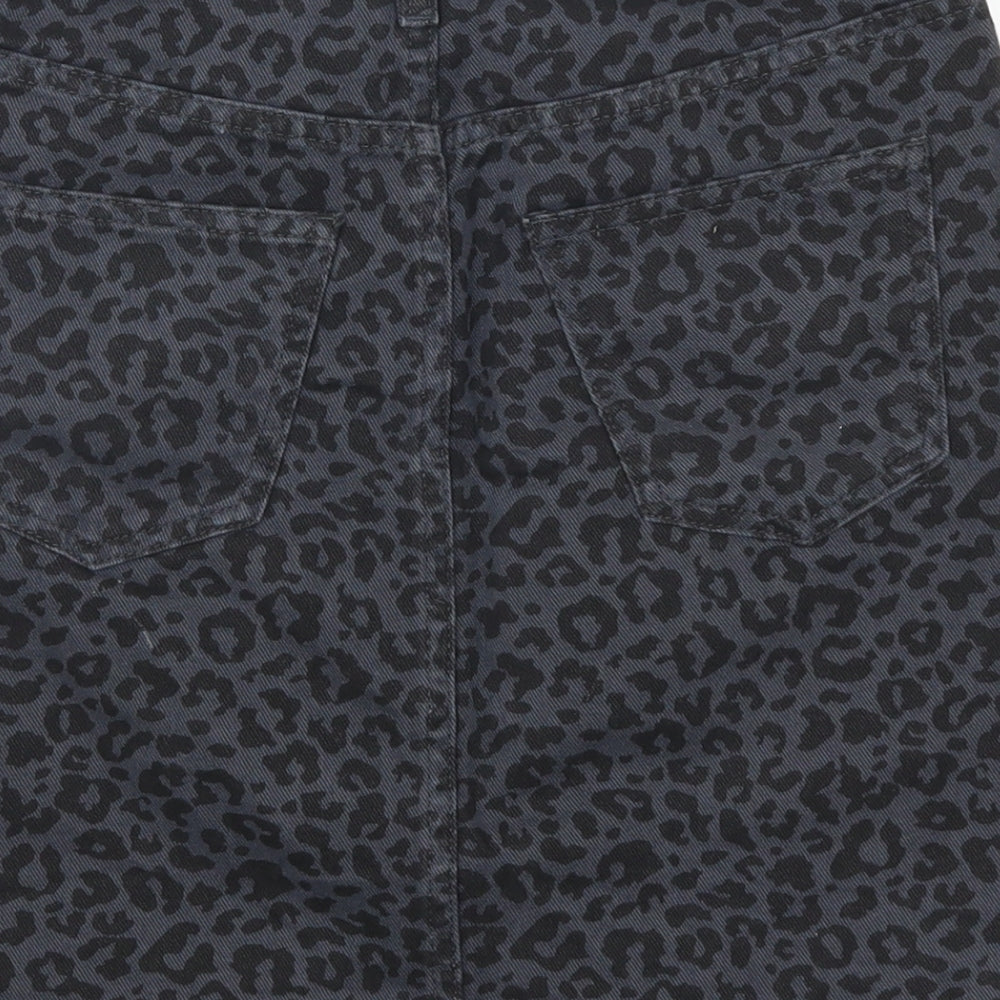 New Look Womens Blue Animal Print Denim Mini Skirt Size 6