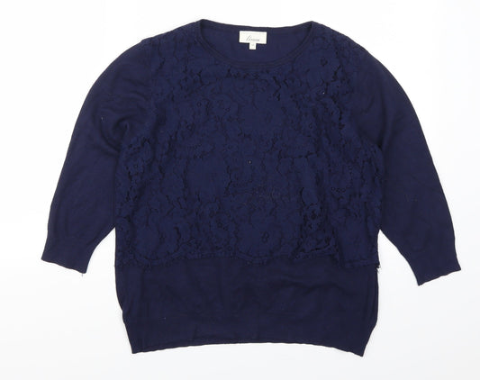 Linea Womens Blue Lace Pullover Jumper Size M