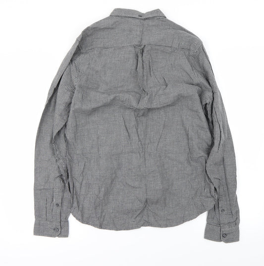 Mens UK Size M Cedar Wood State Grey Button-Up Long Sleeve Casual Shirt