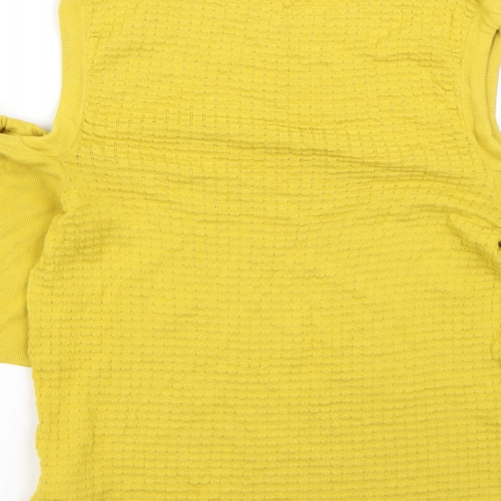 Womens UK Size 10 Warehouse Yellow Basic T-Shirt
