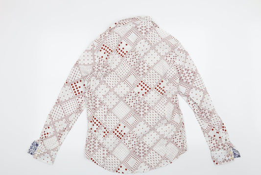 Preworn Mens White Geometric Button-Up Size M