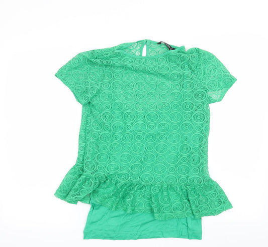 Dunnes Womens Green Geometric Basic Blouse Size 10
