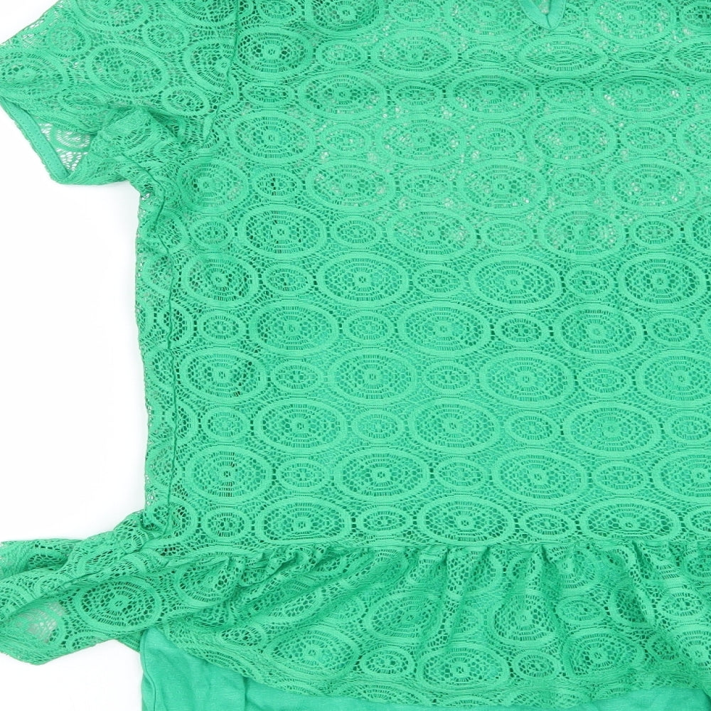 Dunnes Womens Green Geometric Basic Blouse Size 10