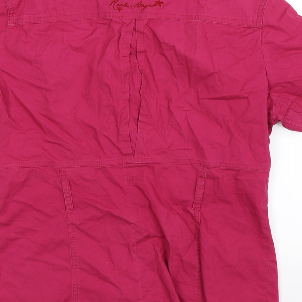Womens UK Size M Preworn Pink Basic Button-Up