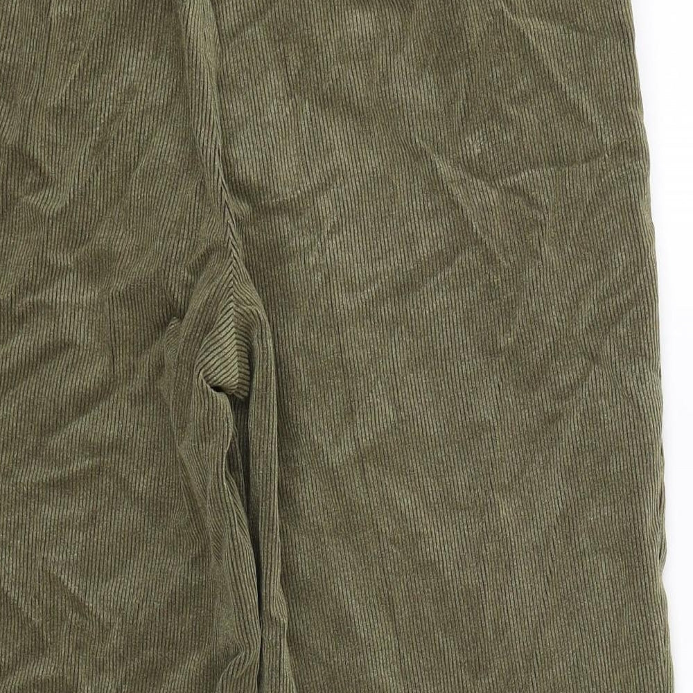 FSR Womens Green Floral Corduroy Cropped Trousers Size 34 in L23 in