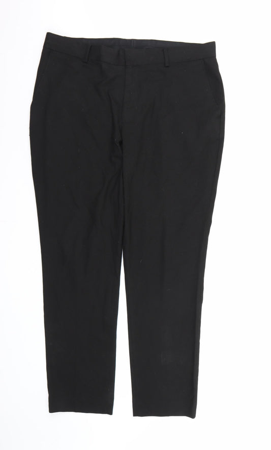 Mens UK Size ASOS Regular Fit Dress Pants Black Trousers