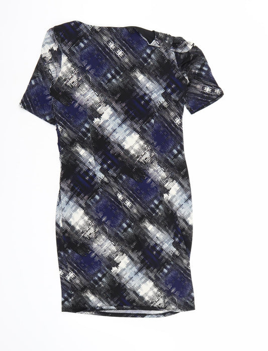 Marks and Spencer Womens Blue Geometric A-Line Size 8